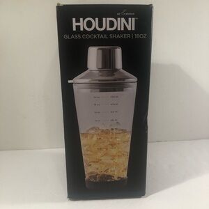 Houdini 18oz Glass Cocktail Shaker Silver NEW